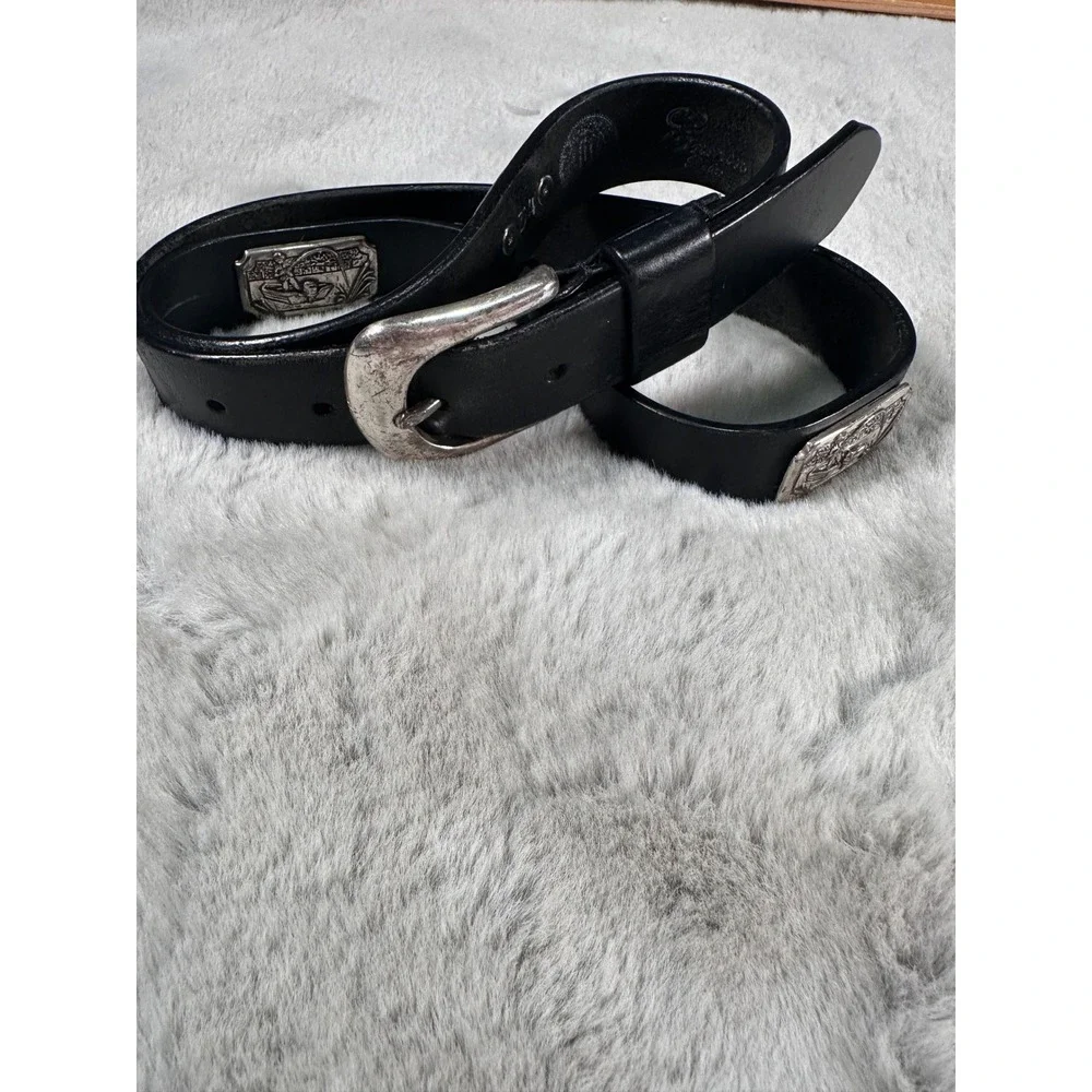 CP Shipley Belt Mens 34 Oil Tanned Harness Leather Concho Western Silver Plaques